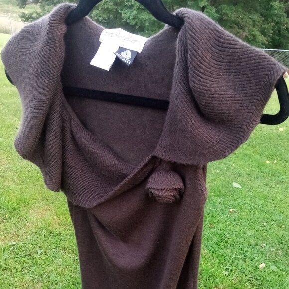 VINTAGE Y2K BLOOMINGDALES Wool Brown Shawl Collar PP XS Cottagecore Whimsigoth - Picture 1 of 11